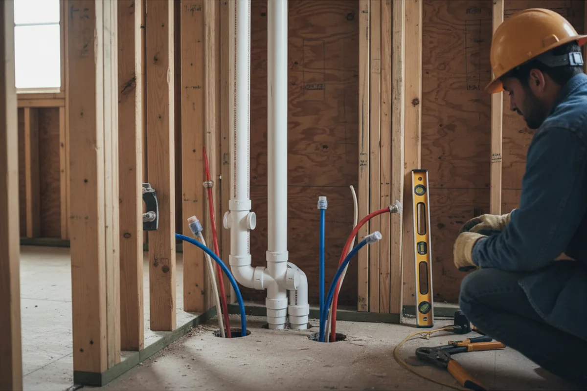 Drain and supply rough-in during Leak Detection in North Brunswick