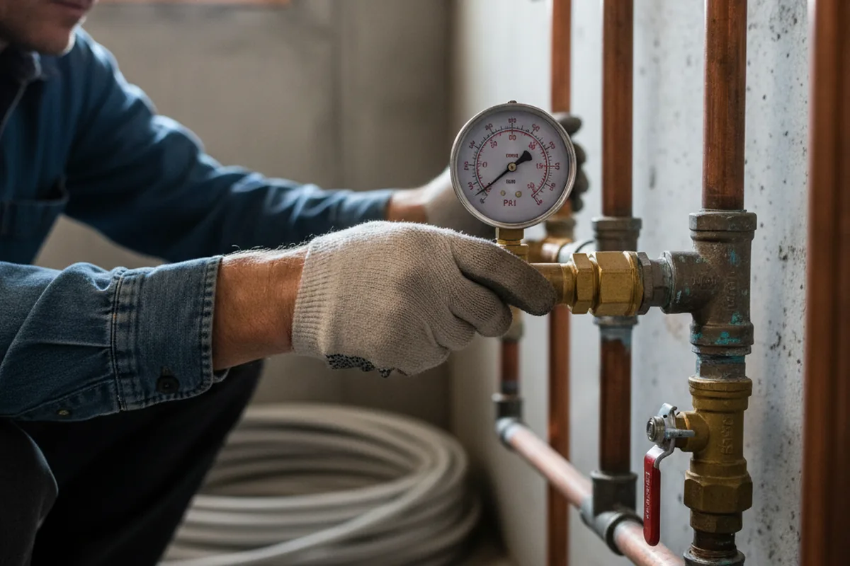 Pressure testing a repaired line during Water Line Repair in North Brunswick